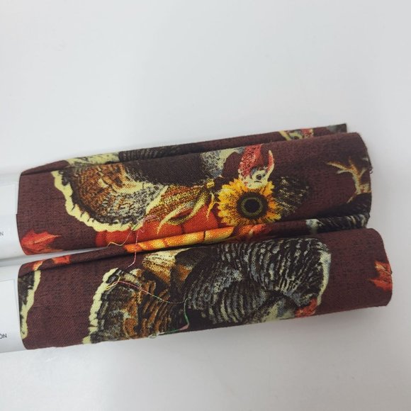 Lot of 2 Thanksgiving Fall Fat Quarter 18" x 21" 100% Cotton - Turkey Pumpkin Le - Picture 5 of 7